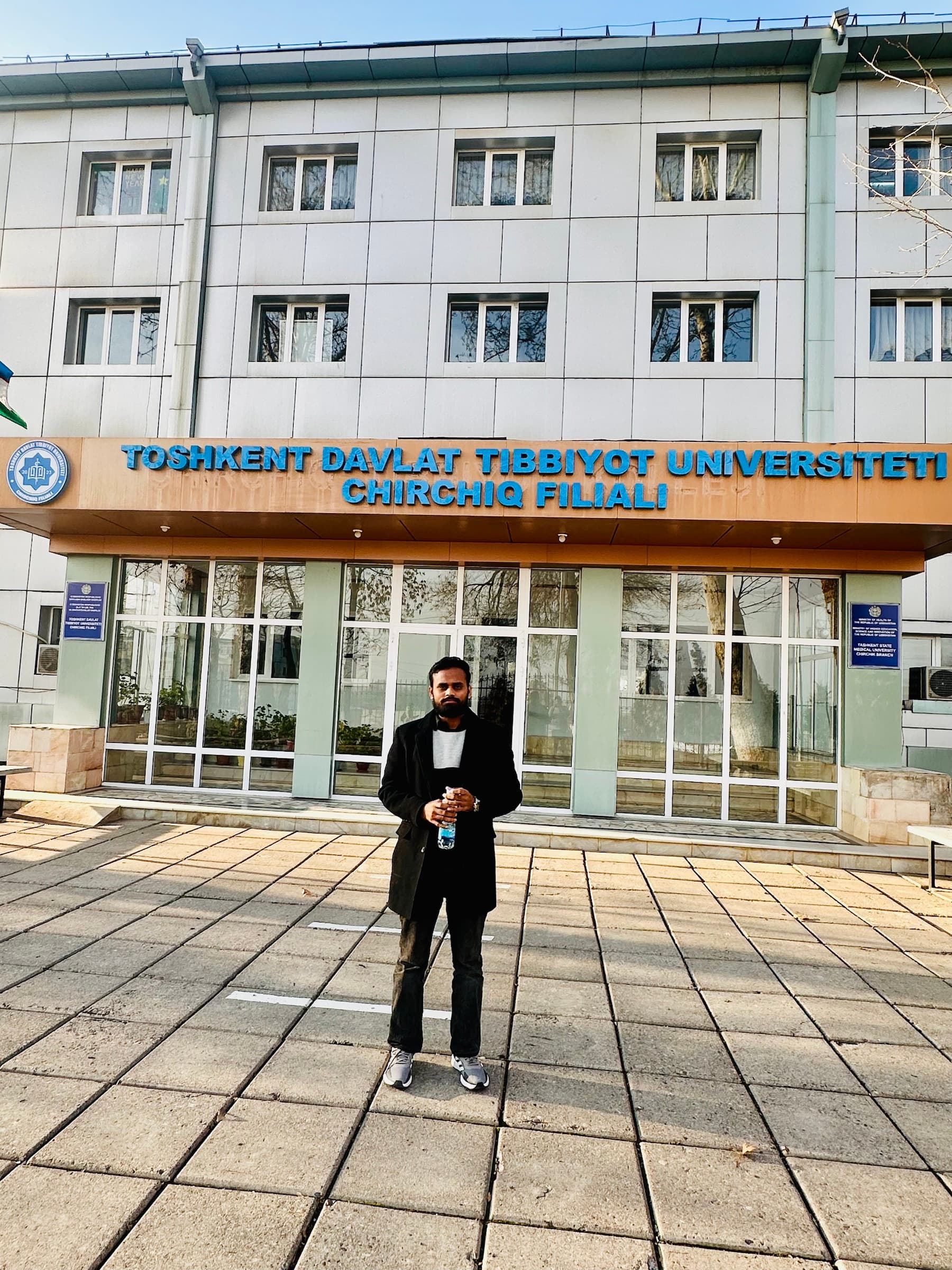 Dr. Ravi during his personal campus visit at the Chirchik Branch of Tashkent State Medical University in Chirchik, Uzbekistan.