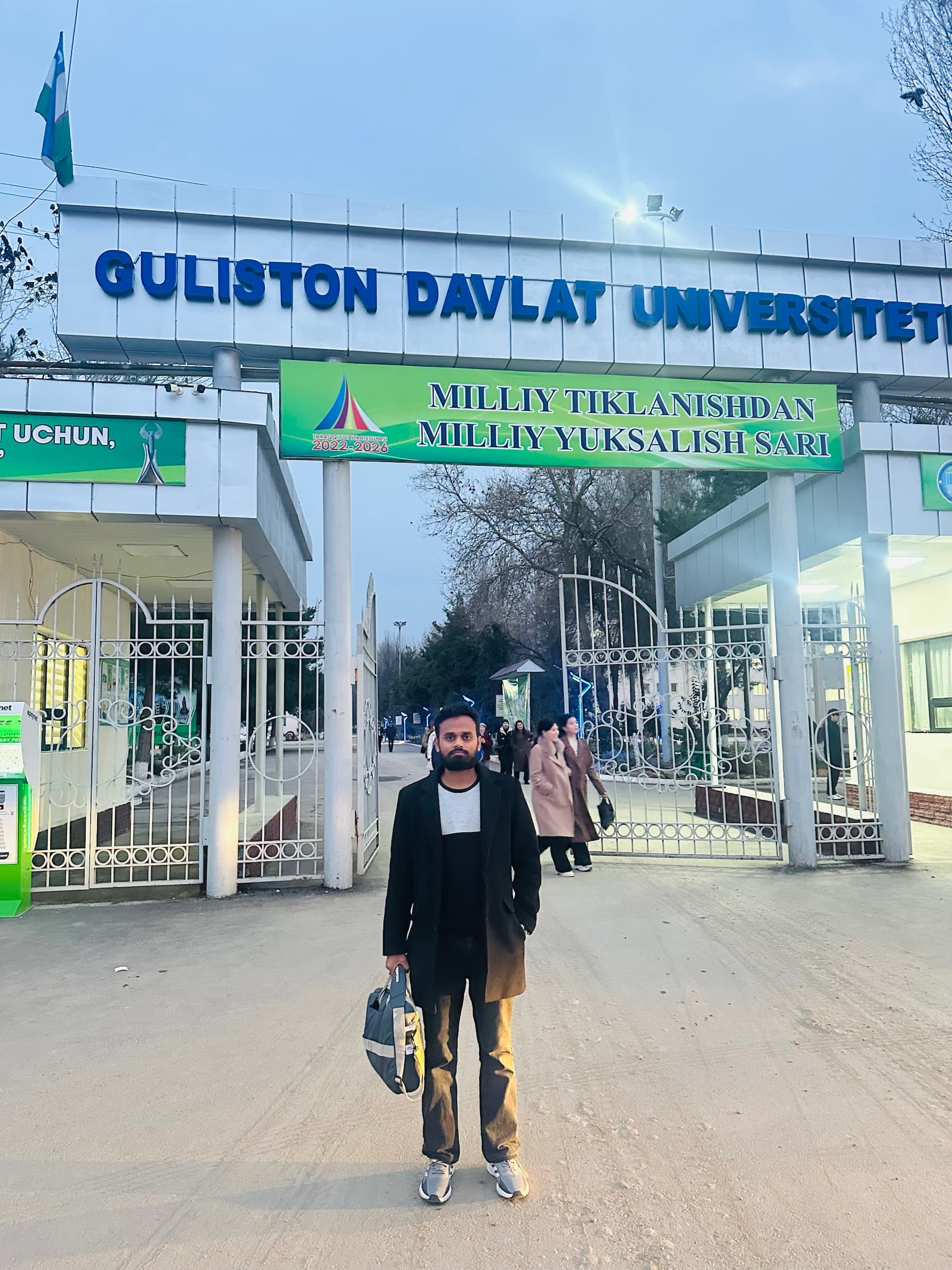 Dr. Ravi during his personal campus visit at Gulistan State University Faculty of Medicine in Gulistan, Uzbekistan.